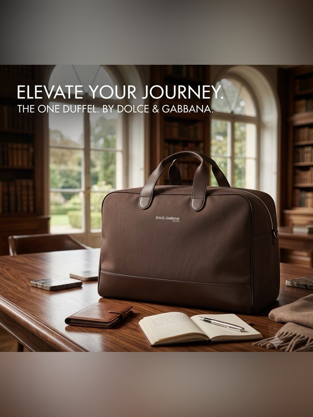 Dolce & Gabbana Brown Travel Duffel with Leather Trim